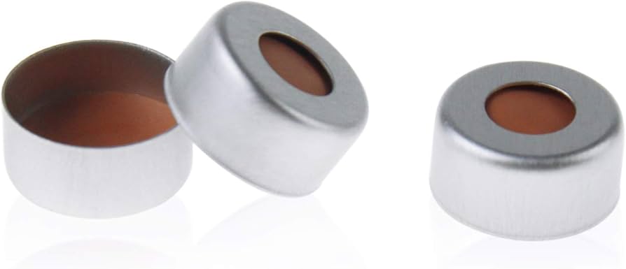 Tapones de encapsulado con septa de PTFE/Silicona, Aluminio plateado (caja x 100 unidades)